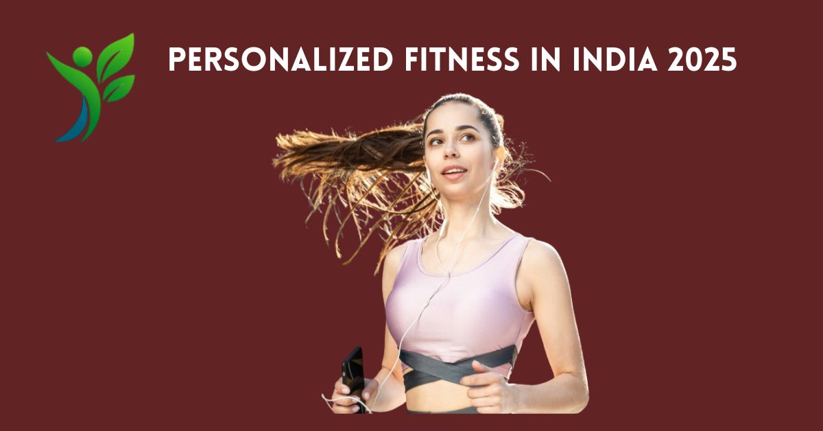 Woman jogging with wearable fitness tracker and earphones, representing personalized fitness India 2025.